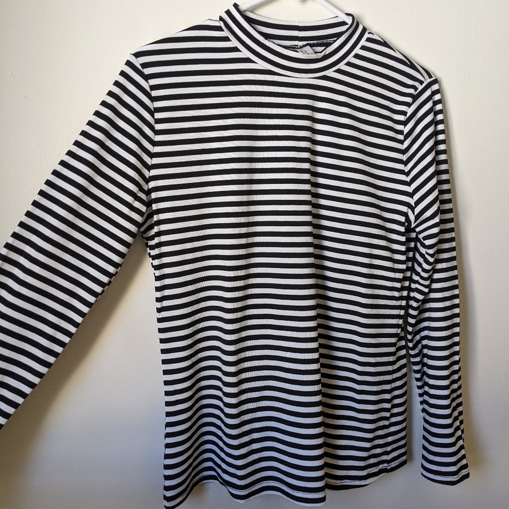 High neck slim fit long sleeve shirt